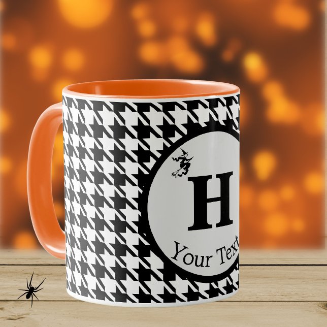 Caneca Monograma Halloween Houndstooth 11oz Combo Mug (Criador carregado)