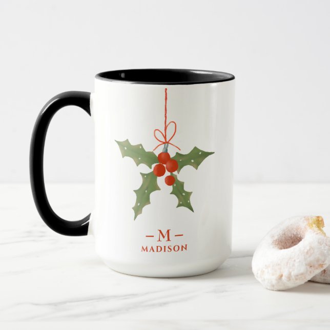 Caneca Monograma Holly Winter Floral (Com Donut)