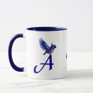 Caneca Monograma Inicial A Bluebird Elegante Personalizad