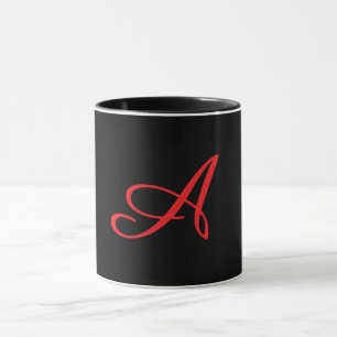 Caneca Monograma Inicial Cursiva A Preta