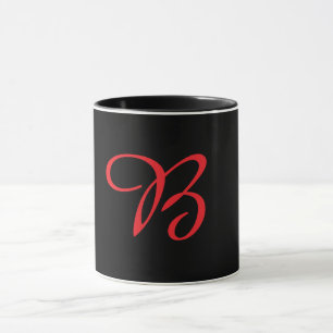 Caneca Monograma Inicial Cursiva B Preta