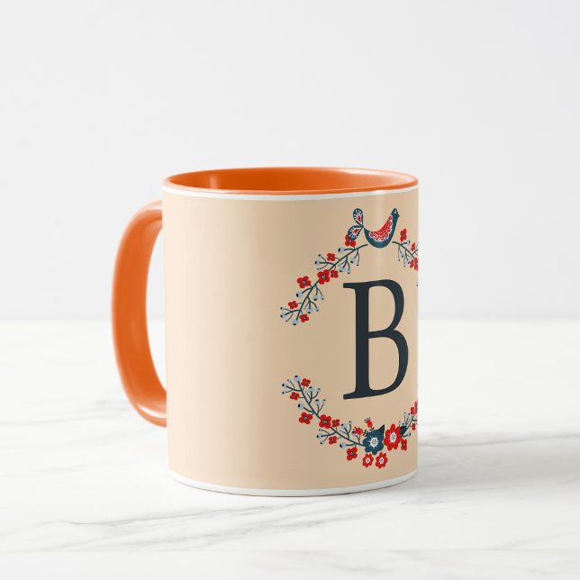 Caneca Monograma inicial da cinza com cor bisca (Criador carregado)
