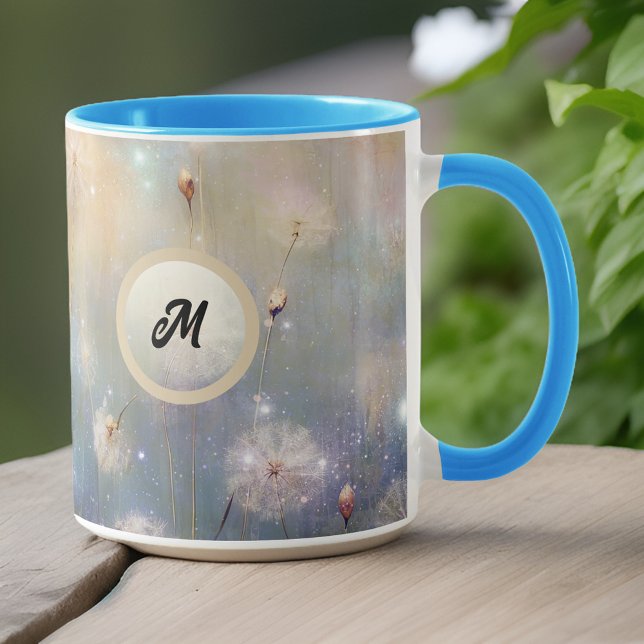 Caneca Monograma inicial de aparência de aquarela Dourada (Criador carregado)