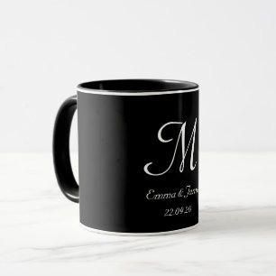 Caneca Monograma Inicial de Nome Elegante Preto e Branco