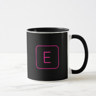 Caneca Monograma inicial estilizado moderno Rosa e Pret