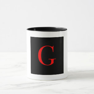 Caneca Monograma Inicial G Combinação Preto Branco 