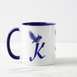 Caneca Monograma Inicial K Bluebird Elegante Personalizad