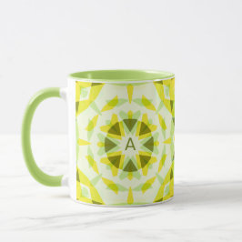 Caneca Monograma inicial personalizado Chá verde amarelo