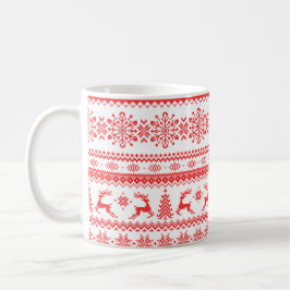 Caneca Monograma justo vermelho do teste padrão da ilha