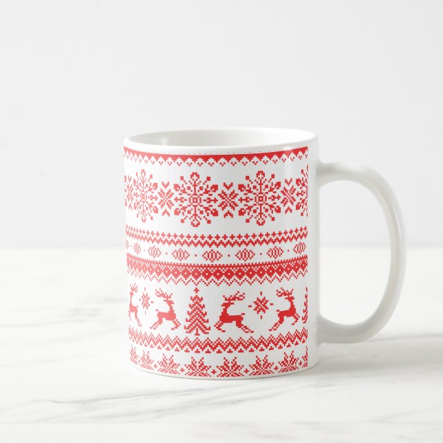 Caneca Monograma justo vermelho do teste padrão da ilha (Direita)