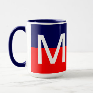 Caneca Monograma Legal Moderno Vermelho Branco e Azul