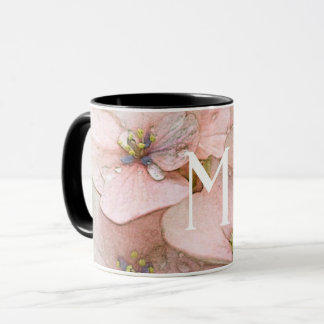 Caneca Monograma Linda Peach Watercolor Flower Mug