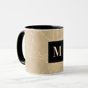Caneca Monograma Linhas Geométricas Falsas Douradas