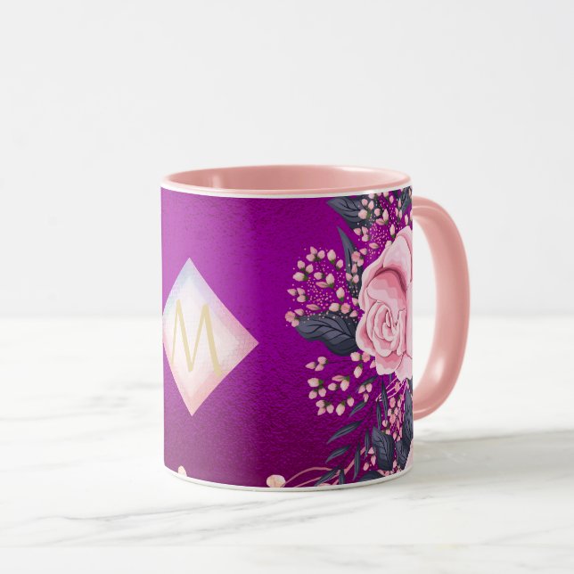 Caneca Monograma Magenta Rosegold, Largura Metálica Rosa (Frente Esquerda)