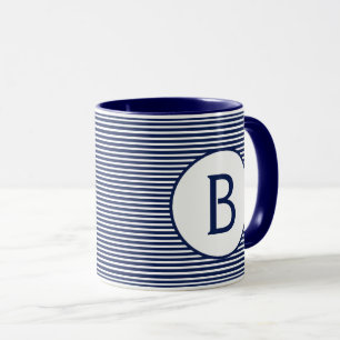 Caneca Monograma marinho Azul Stripe