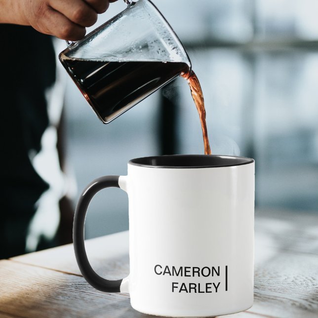 Caneca Monograma mínimo preto e branco (Criador carregado)