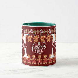 Caneca Monograma moderno de Natal de biscoito de gengibre