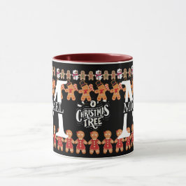 Caneca Monograma moderno de Natal de biscoito de gengibre