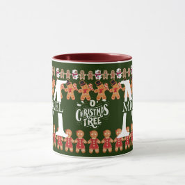 Caneca Monograma moderno de Natal de biscoito de gengibre