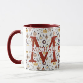 Caneca Monograma Moderno de Xadrez de Búfalo Férias de Na