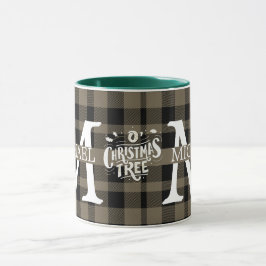 Caneca Monograma Moderno de Xadrez de Búfalo Férias de Na