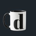 Caneca Monograma Moderno - Letra Inicial D Preto e Branco<br><div class="desc">Monograma moderno e bonito em preto e branco. Se a sua letra preferida não funcionar nesta caneca,  por favor veja a coleção de caneca de monograma para a letra que você gostaria ou entre em contato comigo.</div>