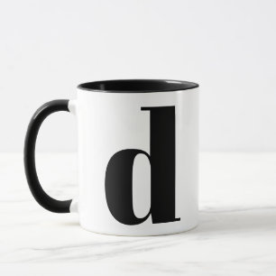 Caneca Monograma Moderno - Letra Inicial D Preto e Branco