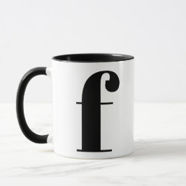 Caneca Monograma Moderno Letra Inicial de Preto e Branco