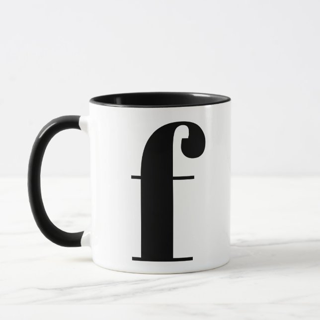 Caneca Monograma Moderno Letra Inicial de Preto e Branco (Esquerda)