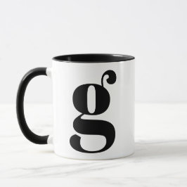 Caneca Monograma Moderno - Letra Inicial G Preto e Branco