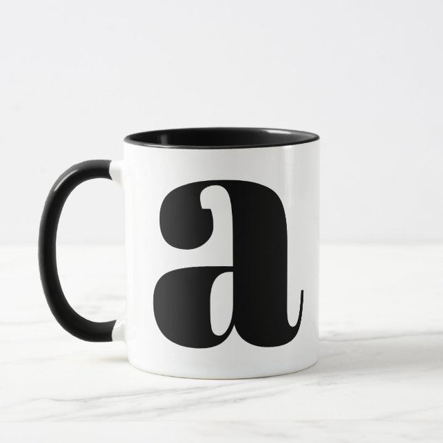 Caneca Monograma Moderno - Letra Inicial Preta e Branco A (Esquerda)