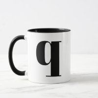 Monograma Moderno - Letra Inicial q Preto e Branco