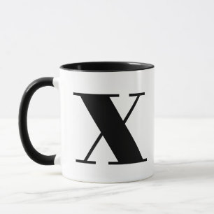 Caneca Monograma Moderno - Letra Inicial x Preto e Branco