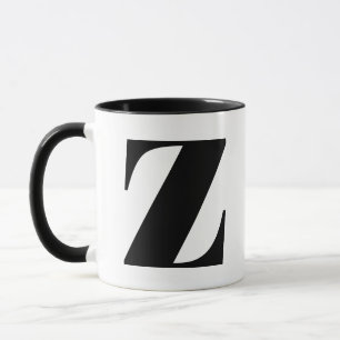 Caneca Monograma Moderno - Letra Inicial Z Preto e Branco
