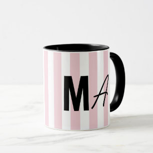 Caneca Monograma moderno personalizado, cor-de-rosa e bra