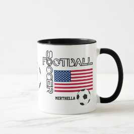 Caneca Monograma Mundial de Futebol Patriótico dos EUA