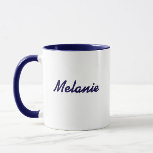 Caneca Monograma Nome Moderno Minimalista Azul Mar