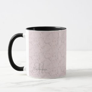 Caneca Monograma Nome personalizado Blush Pink Cinza