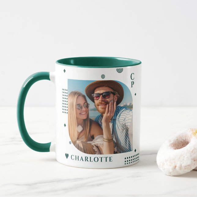 Caneca Monograma Nome Trendy Foto Simple Modern (Com Donut)