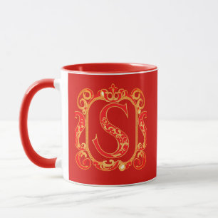 Caneca Monograma ornamental antigo - maiúsculo S