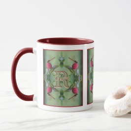 Caneca Monograma Personalizado Arte de Libélula com a Ini