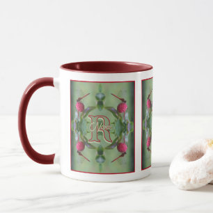 Caneca Monograma Personalizado Arte de Libélula com a Ini