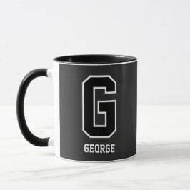 Caneca Monograma Personalizado Branco Preto Personalizado