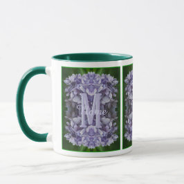 Caneca Monograma Personalizado Com Seu Nome Inicial Flor 