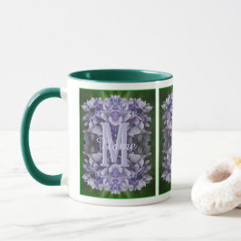 Caneca Monograma Personalizado Com Seu Nome Inicial Flor 