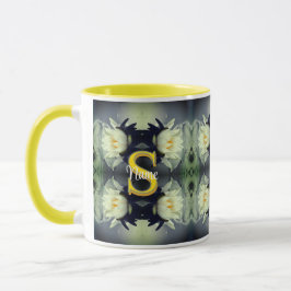 Caneca Monograma Personalizado Com Seu Nome Inicial Flor 