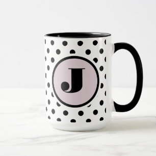 Caneca Monograma Personalizado de Pontos Negros