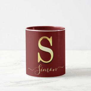 Caneca Monograma Personalizado Dourado Elegante Mug de No