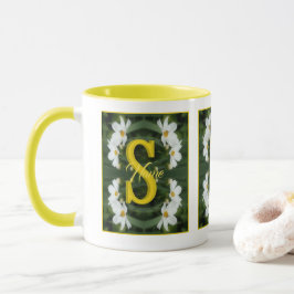 Caneca Monograma Personalizado Inicial Nome Arte Margarid