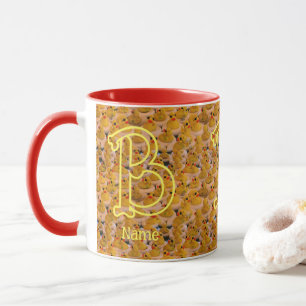 Caneca Monograma Personalizado Inicial Nome Patos de Borr